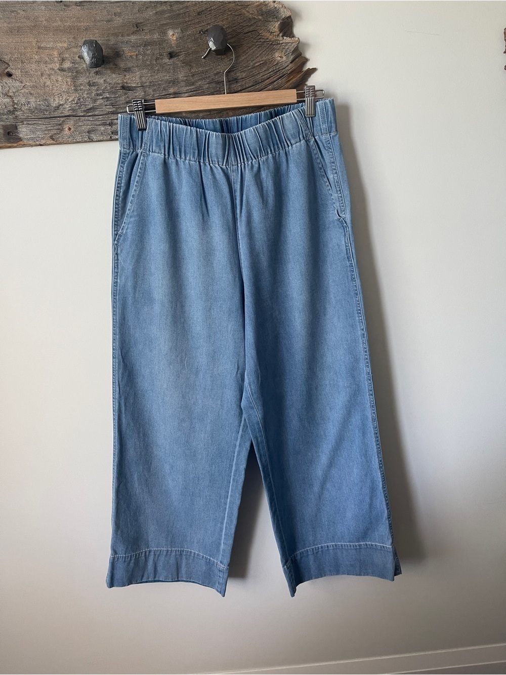 J. Crew Light Wash Chambray Wide Leg Pants